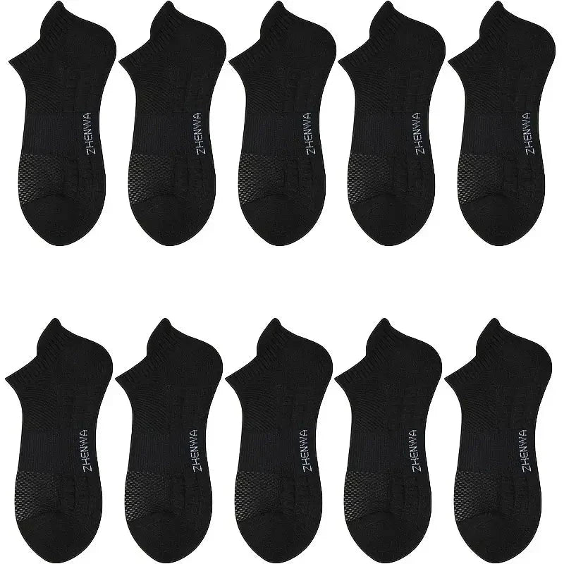 5-Pairs: Casual Ankle Boat Socks With Towel Bottom