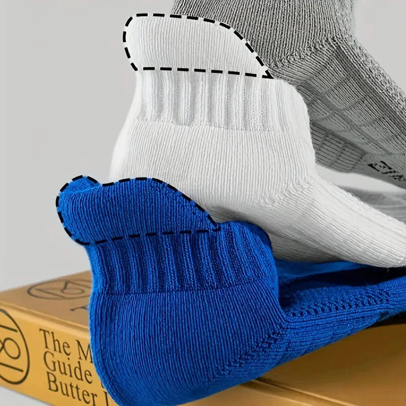 5-Pairs: Casual Ankle Boat Socks With Towel Bottom