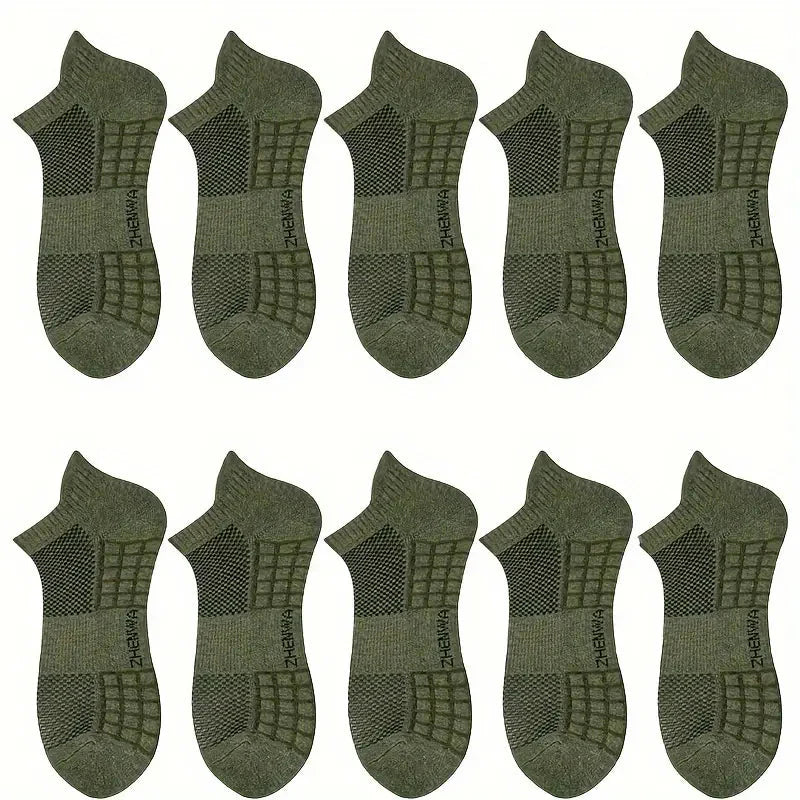 5-Pairs: Casual Ankle Boat Socks With Towel Bottom