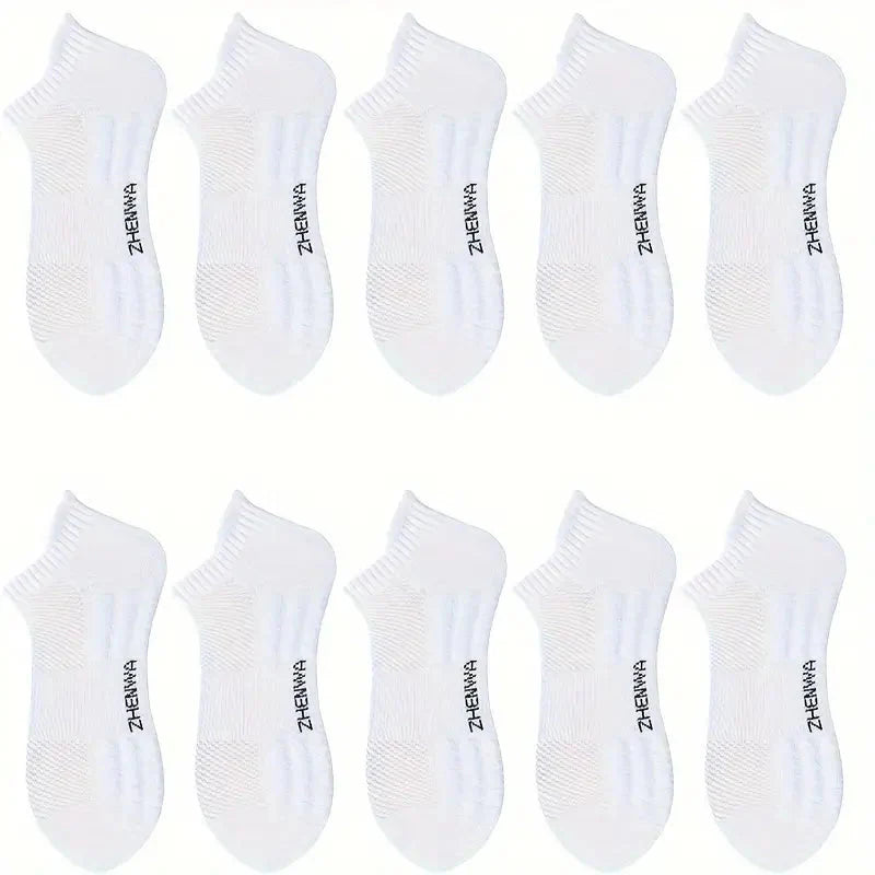 5-Pairs: Casual Ankle Boat Socks With Towel Bottom